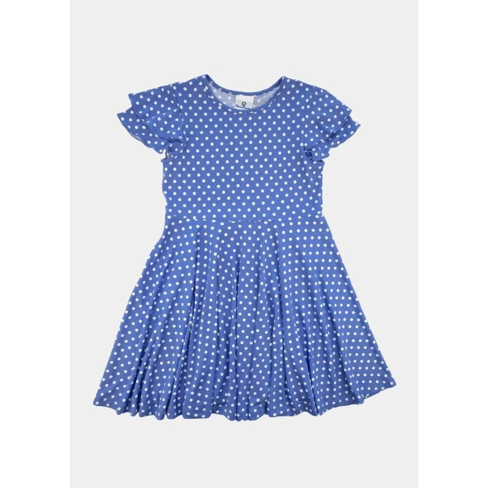Florence Eiseman Girls Polka Dot Mini Dress Flutter Sleeve Blue White Size 14